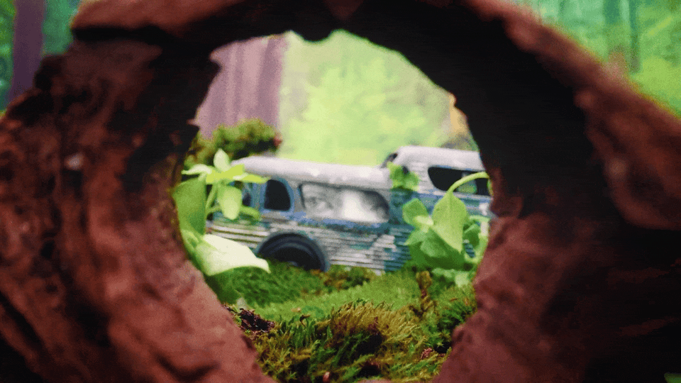 an animated gif moving through surreal landscapes