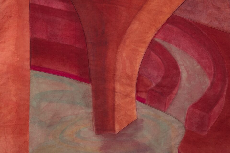 a detail image of stitched painted fabric