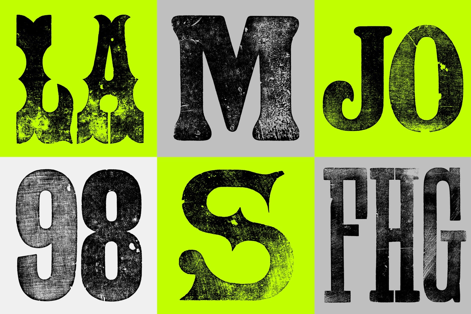 a collection of letterpress letters